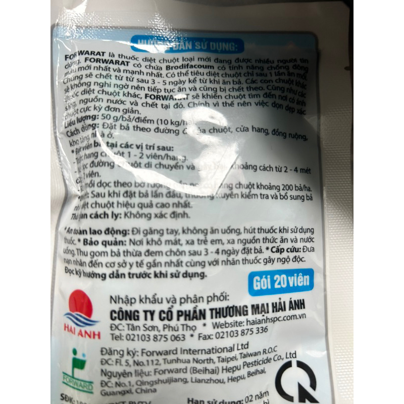 Chế phẩm chuột dạng viên, sinh học, an toàn cho người và vật nuôi 20v/gói