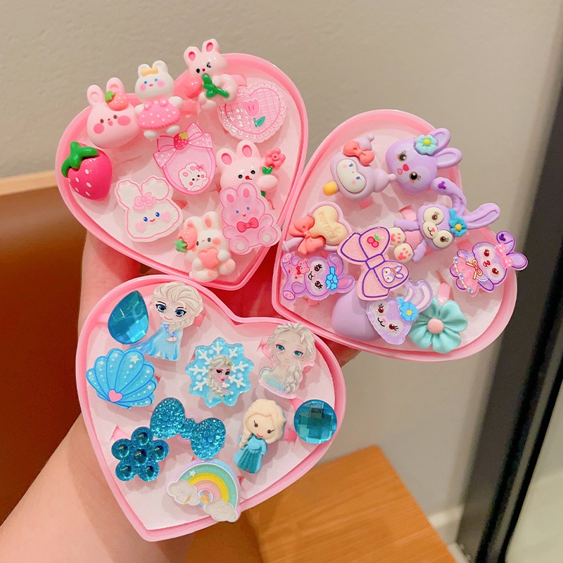 Nhẫn trẻ em nhẫn bé gái đa dạng mẫu mã hộp đựng trái tim siêu dễ thương trang sức cho bé gái