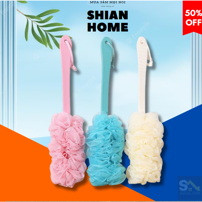 Chổi tắm có cán cọ lưng 1 mặt 【 T4 P27 A0 】