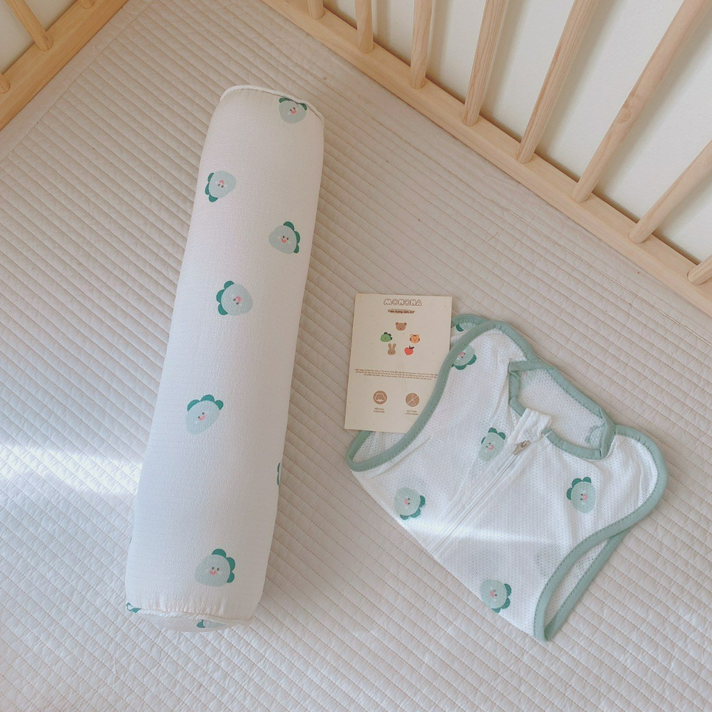 Gối ôm dài cho bé Muslin cao cấp Monona mềm mại, không bí lưng