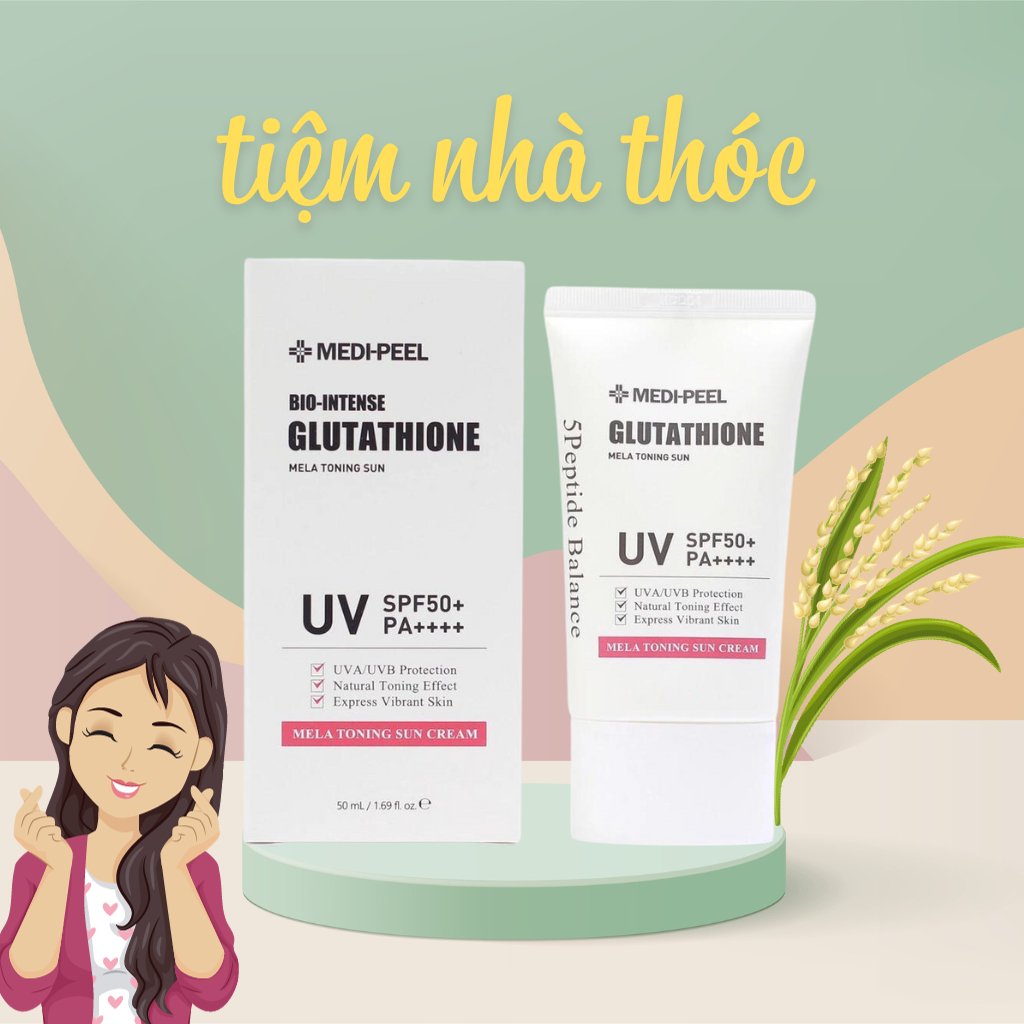Kem Chống Nắng Nâng Tone MEDI-PEEL Bio Intense Glutathione Mela Toning Sun Cream SPF50+ PA++++ 50ml ! !