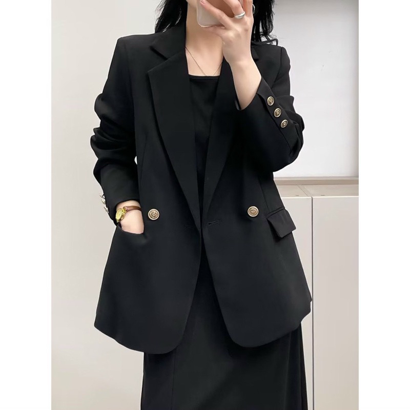 Áo blazer nữ dài tay fom rộng chất vải chéo mỹ cao cấp hãng oxatyl