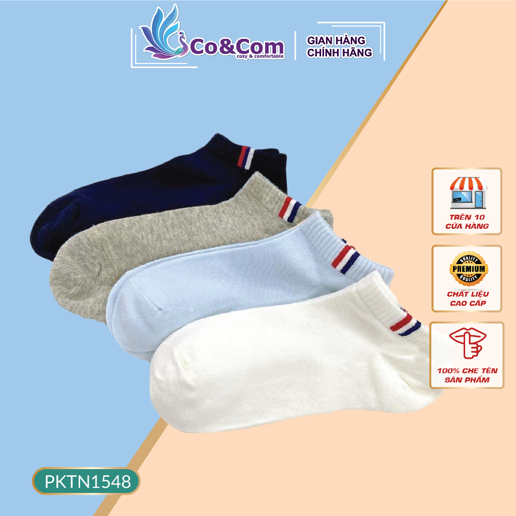 Tất Nam Cotton Cổ Ngắn Chống Hôi Chân Unisex CoandCom PKTN1548
