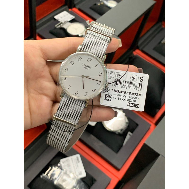 Đồng hồ nam nữ dây vải Tissot Every Time T109.410.18.032.00