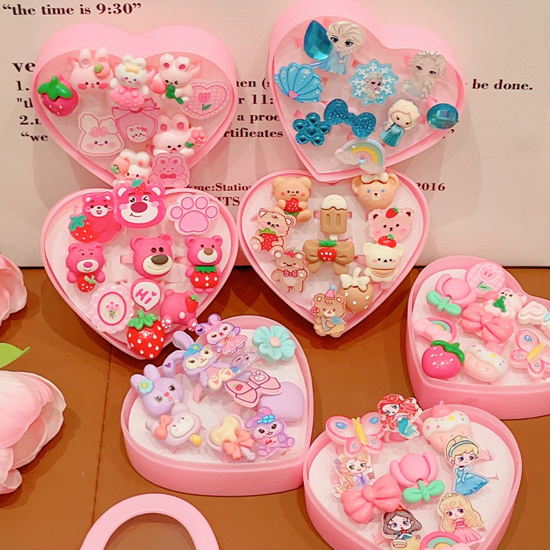 Nhẫn trẻ em nhẫn bé gái đa dạng mẫu mã hộp đựng trái tim siêu dễ thương trang sức cho bé gái