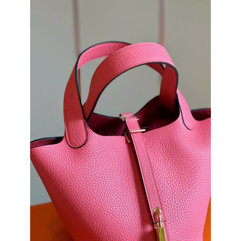 💎SIEU CAP - Túi HM PICOTIN 18cm KHÂU TAY - Da bê sần chuẩn hãng