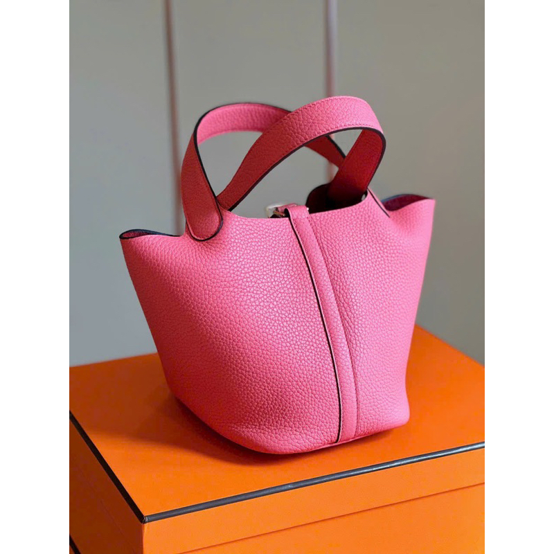 💎SIEU CAP - Túi HM PICOTIN 18cm KHÂU TAY - Da bê sần chuẩn hãng