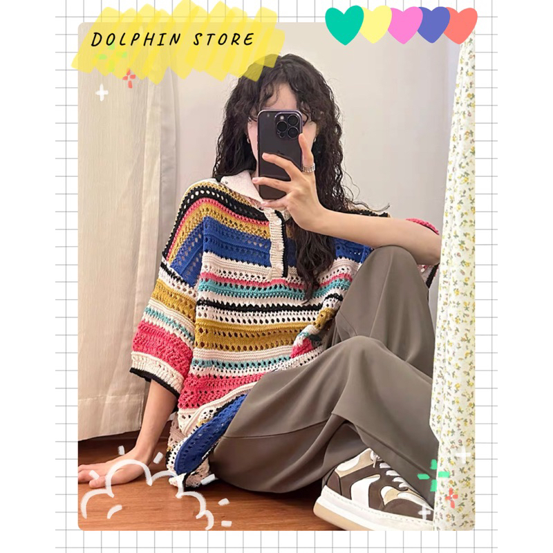 BIGSIZE Áo polo bigsize - áo len tay ngắn bigsize - áo len rộng bigsize - áo len nữ bigsize