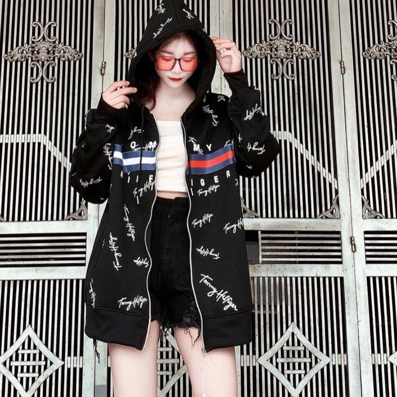 Áo Khoác Nỉ Hoodie Zip Tommy Chữ Kí , Áo Hoodie nỉ  có khóa Phong Cách Trẻ Trung Siêu Hot