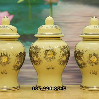 Đồ thờ cúng , Bộ đồ thờ cúng đựng muối, gạo, nước - Ban thần tài, gia tiên