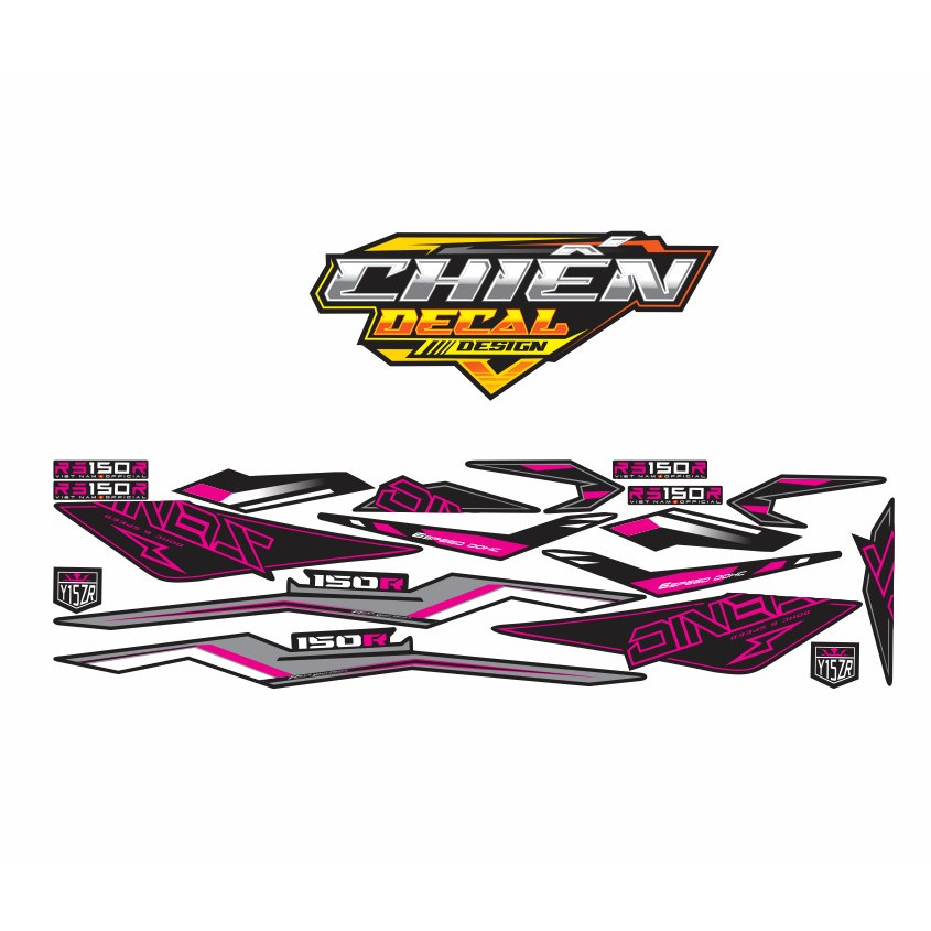 Tem rời xe sonic 150cc mẫu tem chế đen chỉ hồng