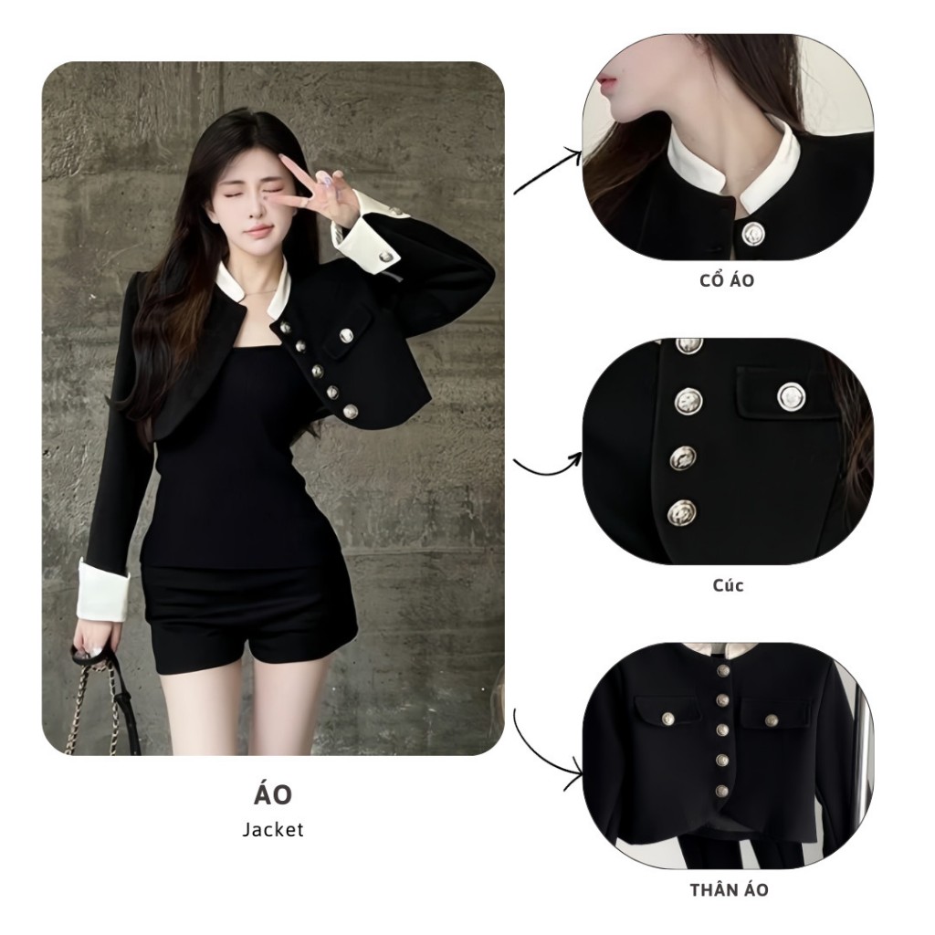 Áo khoác nữ tweed croptop cao cấp chất Lenen sang chảnh BRIYO KH01