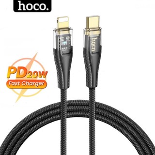 Dây sạc nhanh 20w chính hãng Hoco Cáp sạc pd20w hỗ trợ 27w bọc dù trong suốt dài 1m 2m 3m dùng cho ip 11 12 13 14 xsmax