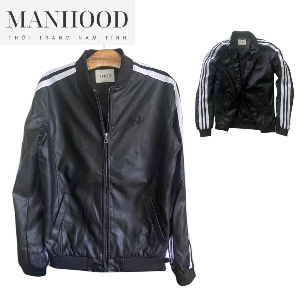 Áo khoác da cao cấp nam, áo da cổ bambo man cao cấp AKD003633