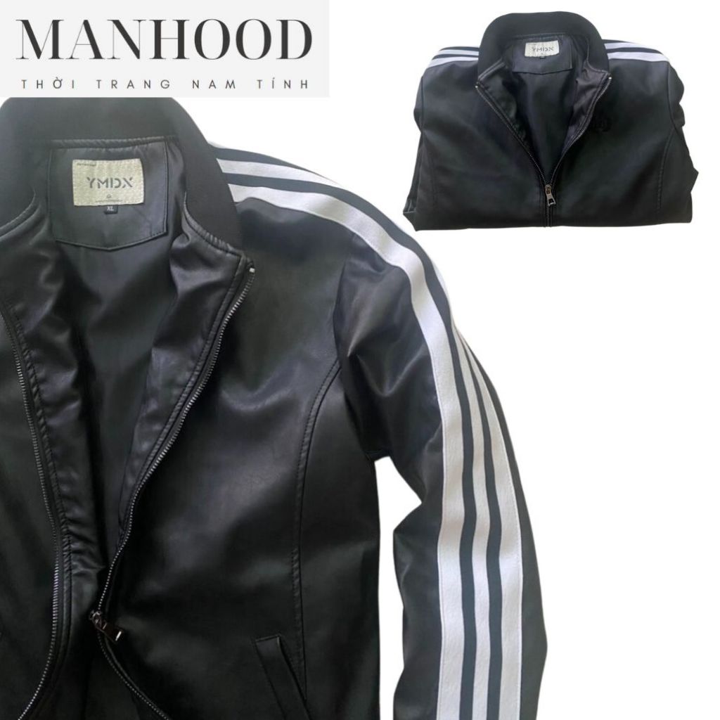 Áo khoác da cao cấp nam, áo da cổ bambo man cao cấp AKD003633