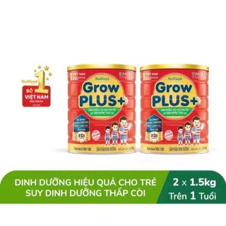 Bộ 2 lon sữa bột nutifood growplus+ đỏ 1.5kg trên 1 tuổi, date 2026