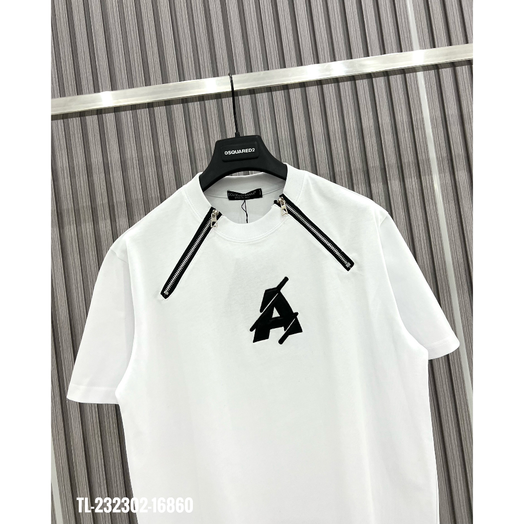 Áo Phông Nam Nữ DSQ in Chữ A Siêu Nét - Áo Thun Nam Nữ D S Q Phối Khoá Viền Vai Phong Cách Thời Trang 2023