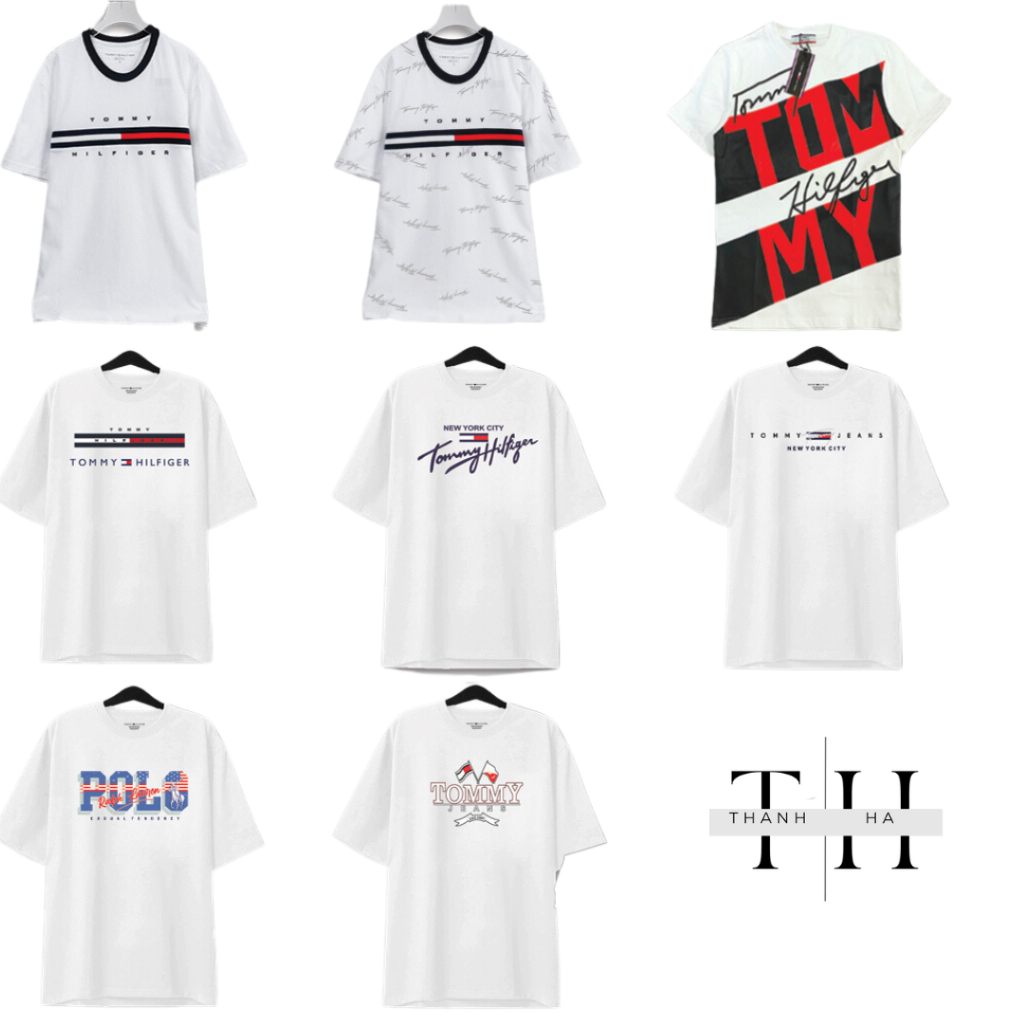 Áo Thun Tommy Hilfiger Logo Thêu Chữ Kí Unisex Cotton Cao Cấp, Áo Thun Nam Nữ Tay Lỡ HP3 Studio