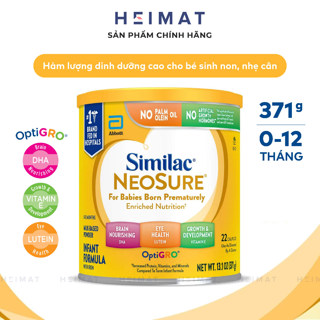 (Nội địa Mỹ) Sữa bột Abbott Similac Neosure 371gr - dành cho bé sinh non, nhẹ cân