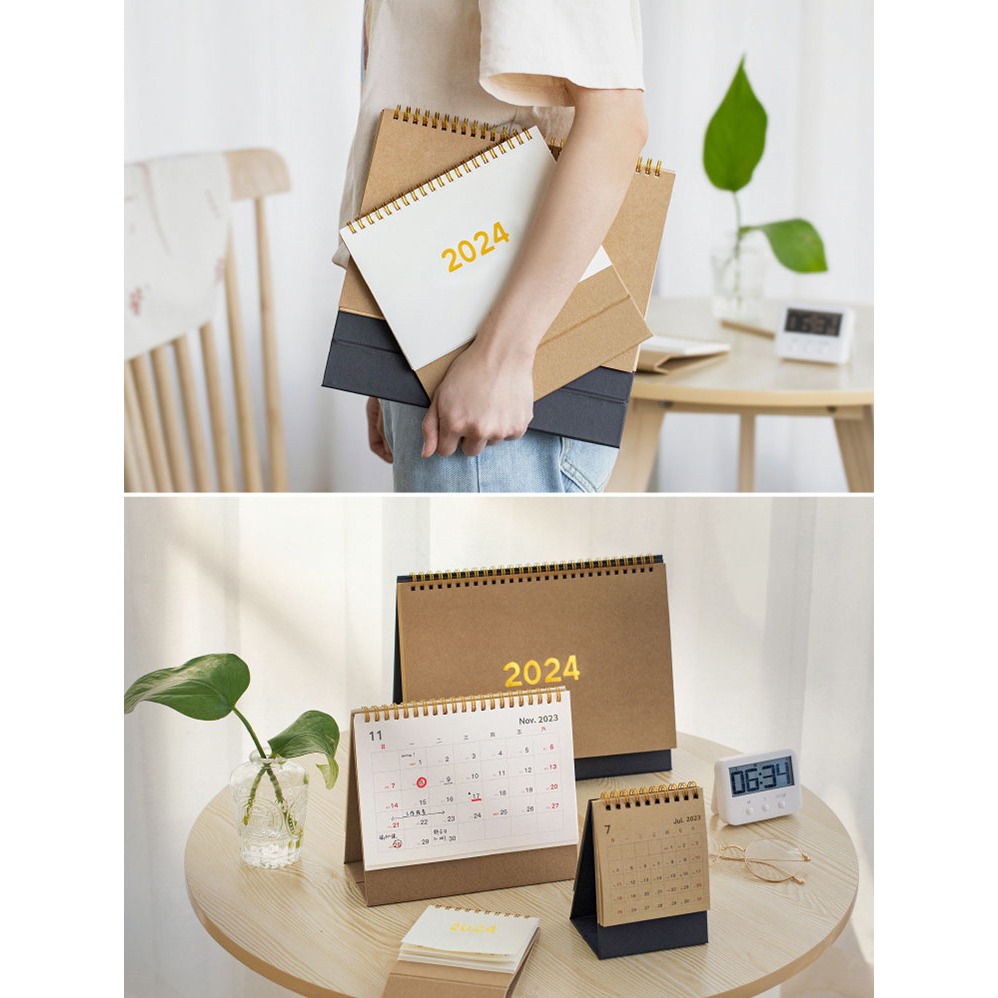 Winzige Lịch Để Bàn 2024 Calendar Lịch để bàn ghi chú lịch phong cách basic