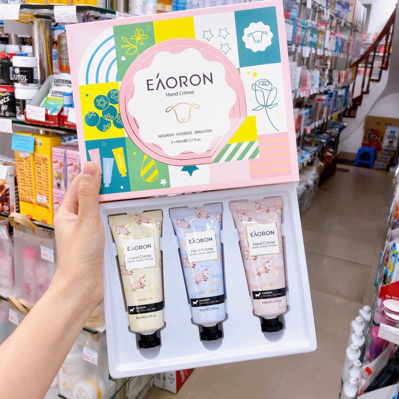 Set 3 chai Kem dưỡng tay Eaoron, dưỡng mềm và sáng da mịn màng căng bóng 80ml/tuýp
