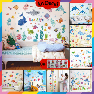 Tranh decal, decal dán tường trang trí phòng cho bé chủ đề thế giới cá đại dương