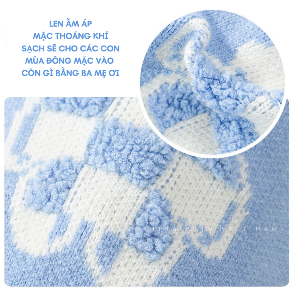 Áo Len Đan Dễ Thương Cho Chó Mèo Mặc Ấm Áp Quần Áo Cho Thú Cưng Cao Cấp Hàn Quốc Hiha Pets.