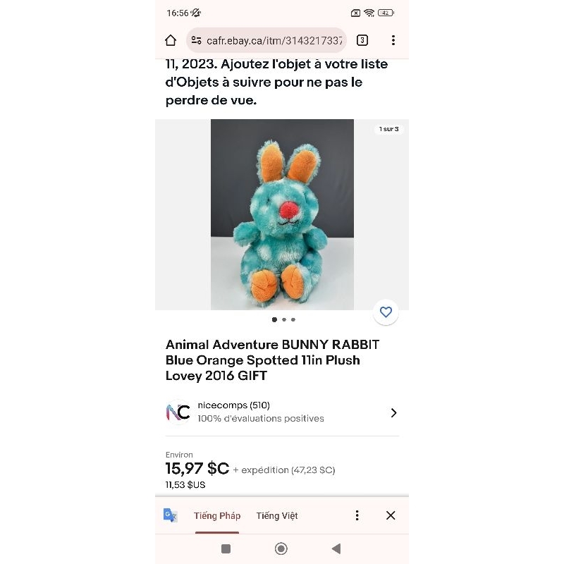 Gấu bông thỏ lông loang hàng mỹ size khoảng 30cm