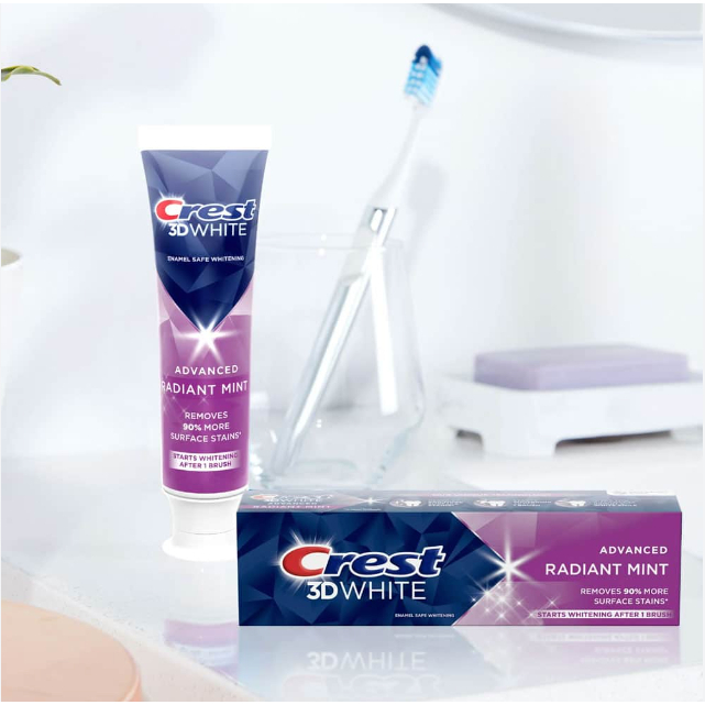 Kem Đánh Trắng Răng White Advanced Radiant Mint 107g, Scope Outlast Complete Whitening Toothpaste 153g