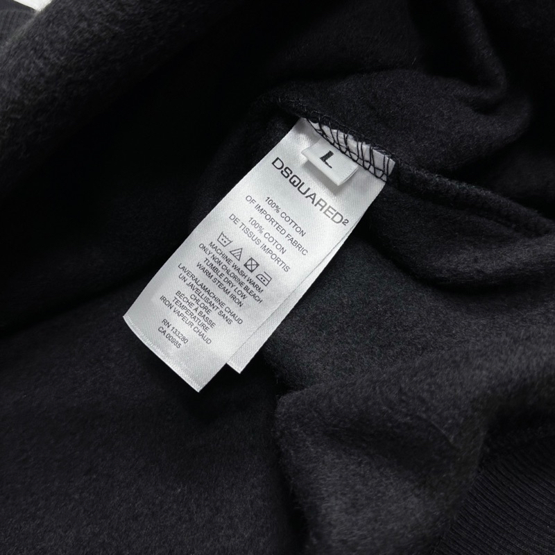 Áo hoodie nam nữ Dsq2 nỉ bông tàu in chữ ICON trắng chéo thân bo ống chun 2 lớp dày dặn cao cấp 2023