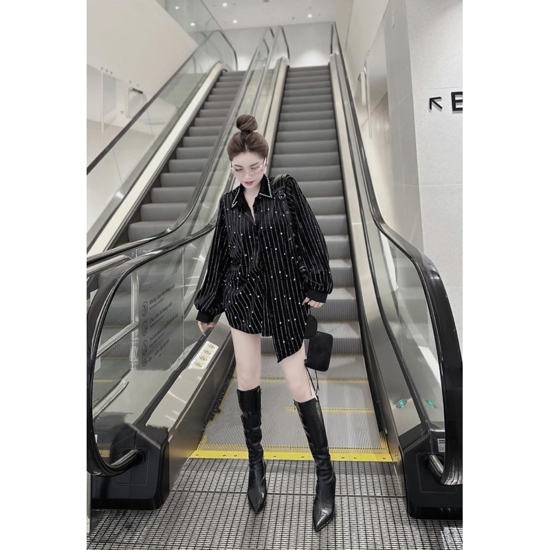 Áo sơmi nhung đá hàng Qcl1