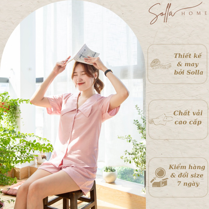 Bộ pyjama mặc nhà lụa trơn nhẹ nhàng Solla Home