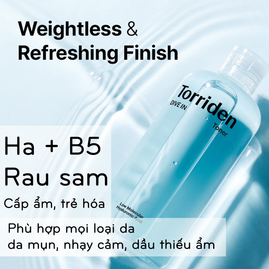 Nước Hoa Hồng Toner Torriden Dive-In Low Molecule Hyaluronic Acid Toner 300ml Cấp Ẩm Phục Hồi Cân Bằng Da
