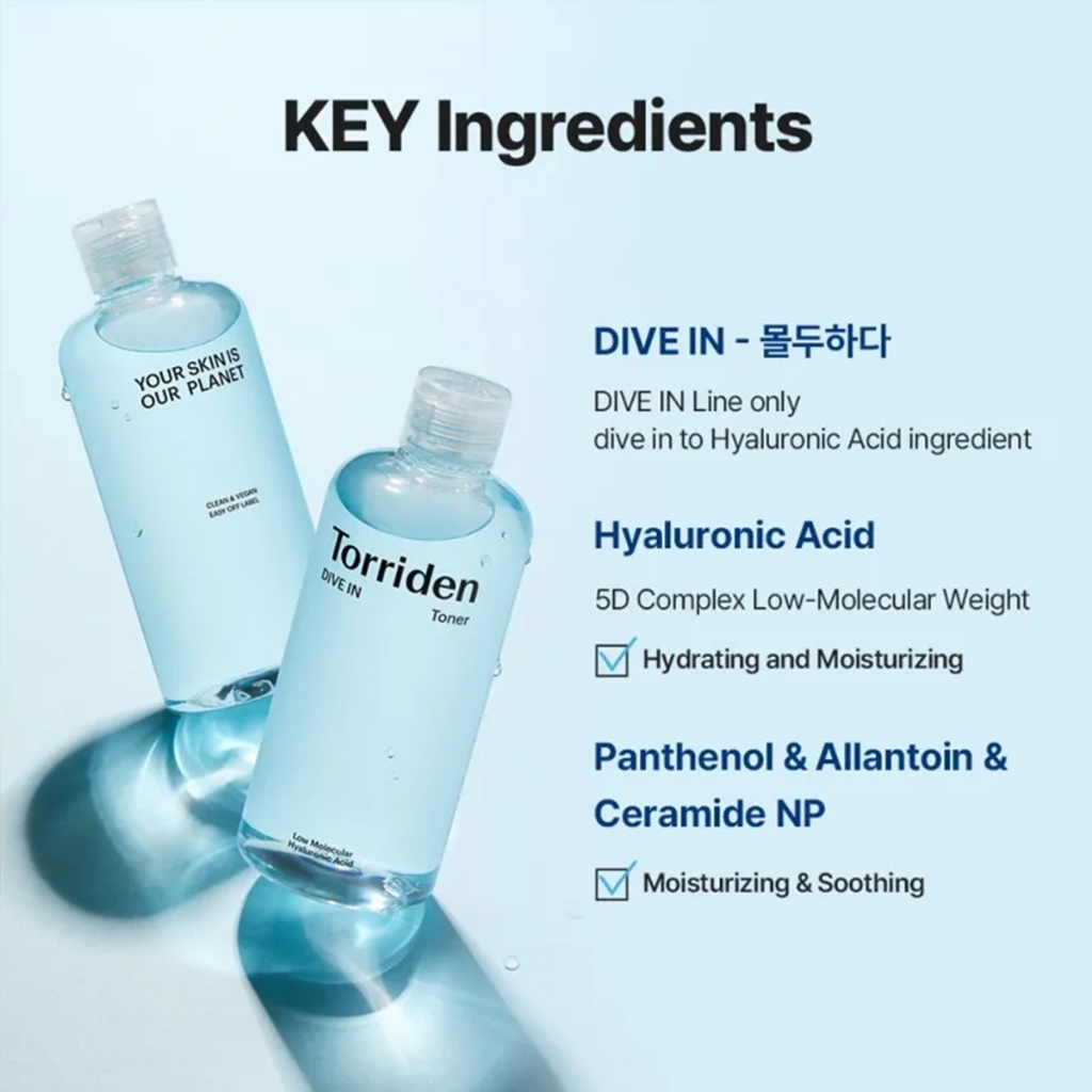 Nước Hoa Hồng Toner Torriden Dive-In Low Molecule Hyaluronic Acid Toner 300ml Cấp Ẩm Phục Hồi Cân Bằng Da