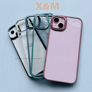Ốp lưng trong viền mầu X&M Case cho IPhone 15 Pro Max , 14 Plus , 13 Pro Max , chống sốc chống ố vàng