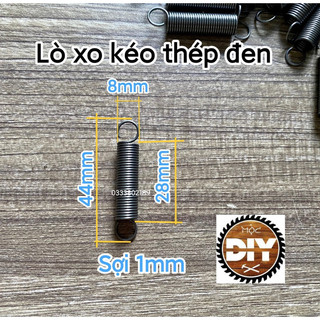 Lò xo kéo hai móc lệch phi 8 dài 44mm, sợi 1mm