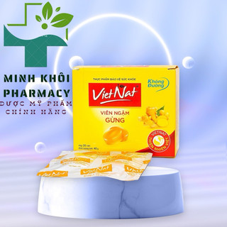 Kẹo ngậm gừng không đường hỗ trợ tiêu hóa giảm cảm cúm vietnat - hộp 20 viên