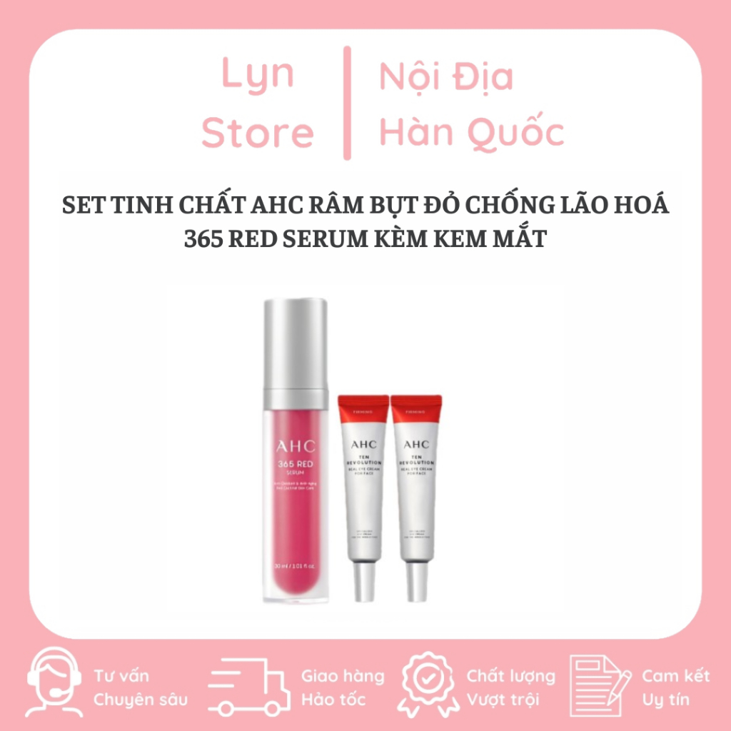 Set tinh chất AHC râm bụt đỏ chống lão hoá 365 red serum kèm kem mắt