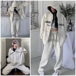 Set bộ nữ, bộ đồ nữ carol chất nỉ ngoại mix quần bo gấu siêu xinh