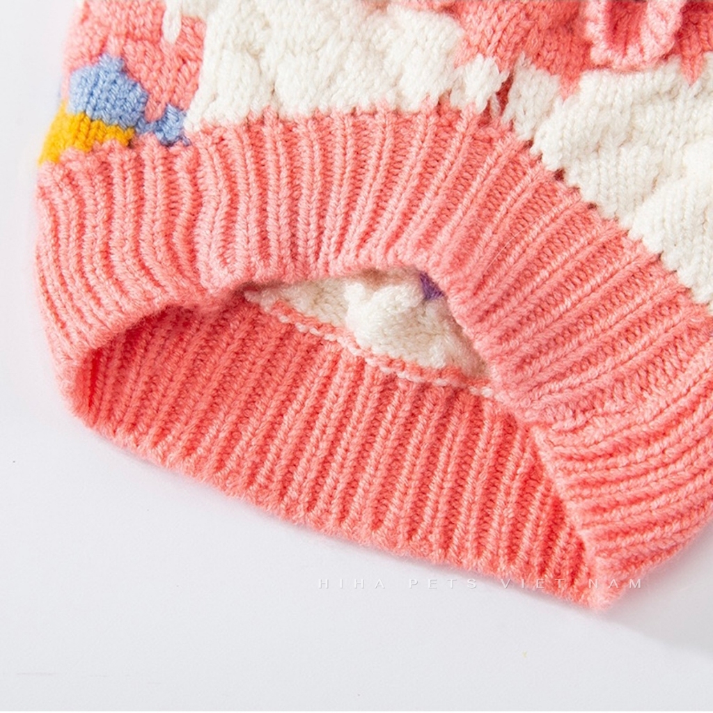 Áo Len Hoa Dễ Thương Cho Chó Mèo Mặc Ấm Áp Quần Áo Cho Thú Cưng Cao Cấp Hàn Quốc Hiha Pets.