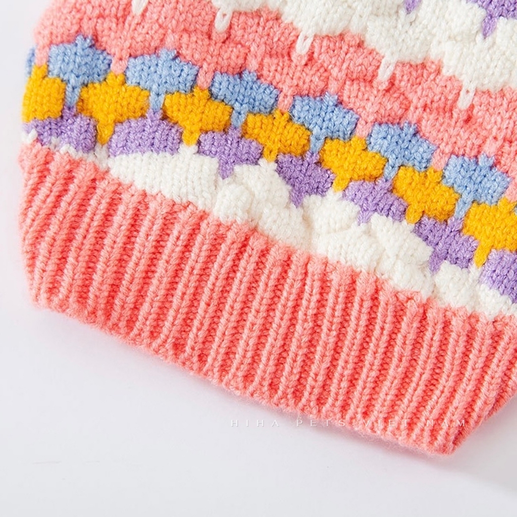 Áo Len Hoa Dễ Thương Cho Chó Mèo Mặc Ấm Áp Quần Áo Cho Thú Cưng Cao Cấp Hàn Quốc Hiha Pets.
