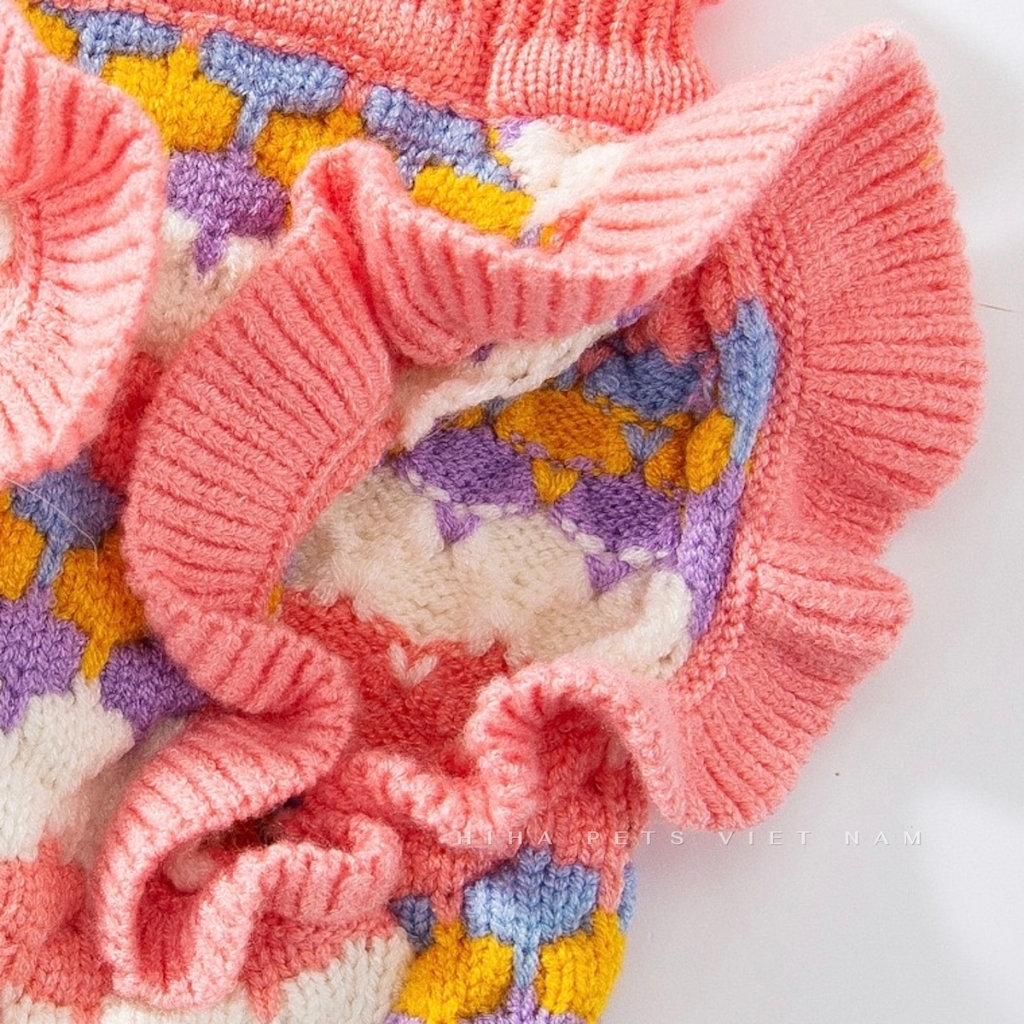 Áo Len Hoa Dễ Thương Cho Chó Mèo Mặc Ấm Áp Quần Áo Cho Thú Cưng Cao Cấp Hàn Quốc Hiha Pets.
