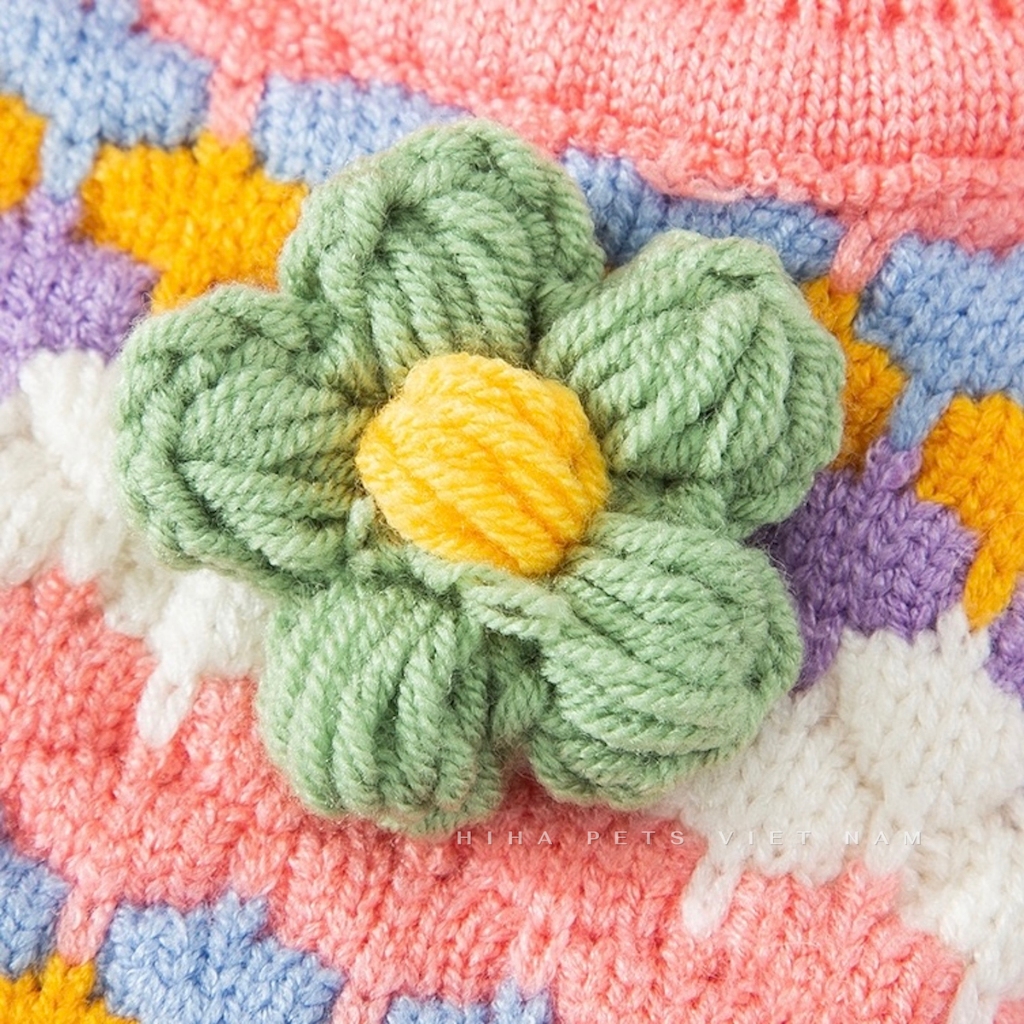 Áo Len Hoa Dễ Thương Cho Chó Mèo Mặc Ấm Áp Quần Áo Cho Thú Cưng Cao Cấp Hàn Quốc Hiha Pets.