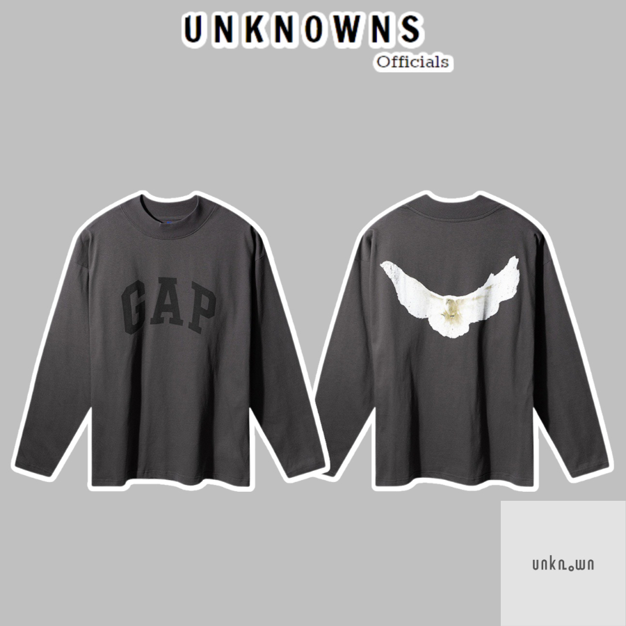 👑-Áo Sweater Yezzy G.AP Dove Longsleeve Tee Engineered By BLCiaga DarkGrey,Áo Thun Dài Tay Yezzy cao cấp