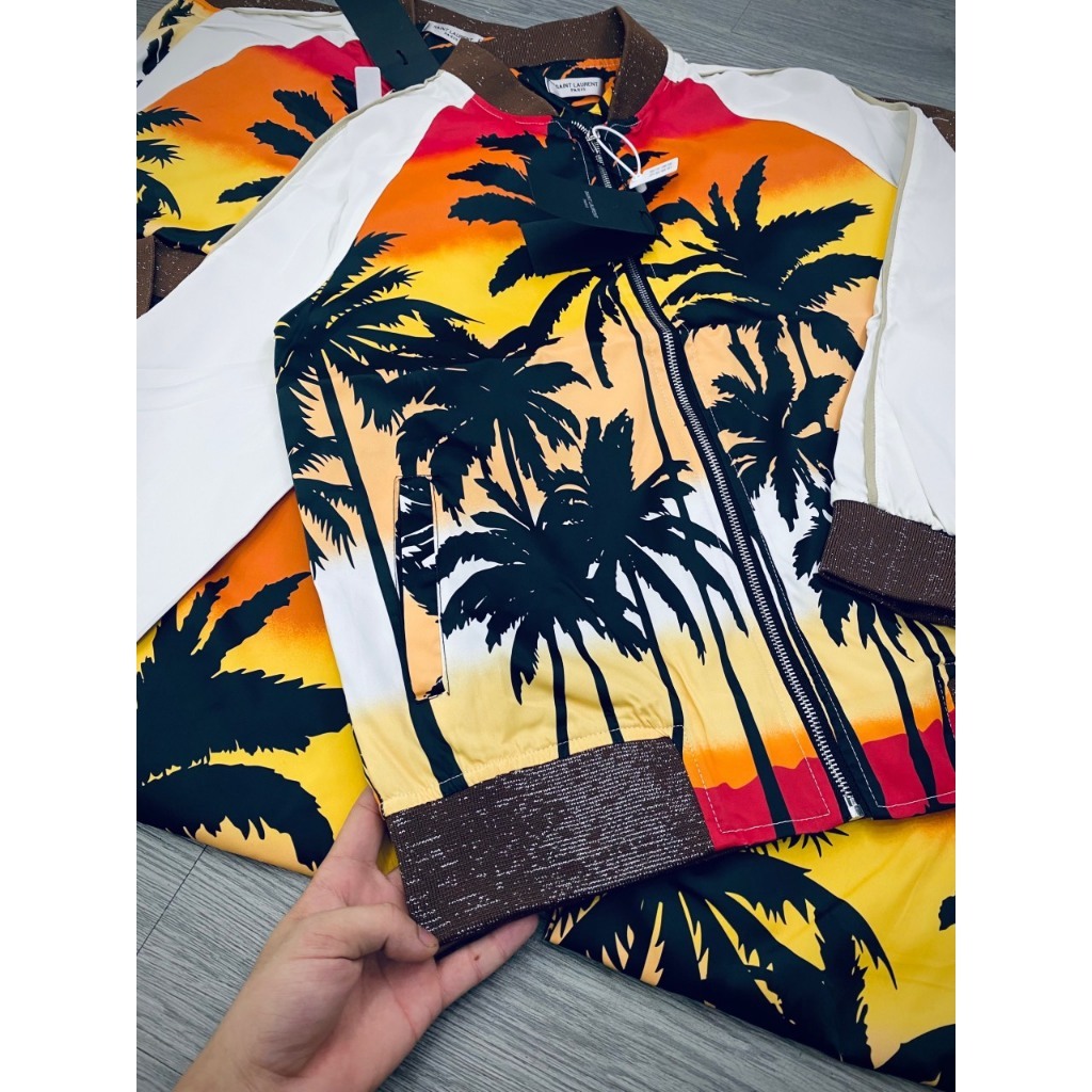 Áo khoác Bomber Nam San Lâu Ren Cây Dừa Siêu Cấp - Áo Khoác SLR Nam Nữ In Hình Cây Dừa Siêu Nét Hottrend 2023