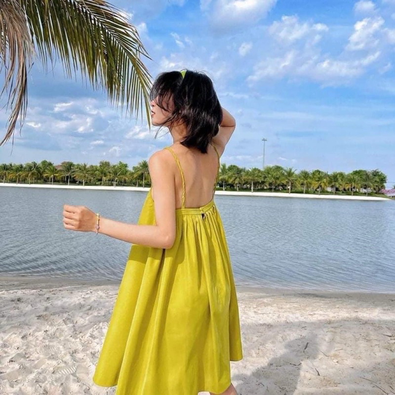 Thanh lý Váy Yếm Dây Tết Xếp Ly Lưng Sexy