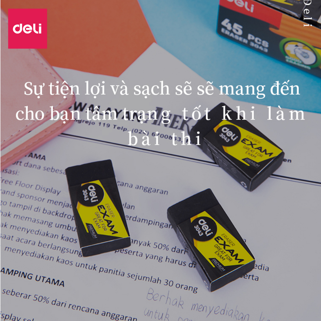 Gôm Tẩy Bút Chì Siêu Sạch Chuyên Dùng Cho Thi Trắc Nghiệm Deli - Tẩy Đen Giá Rẻ Chất Lượng Ít Vụn Dùng Lâu Dài