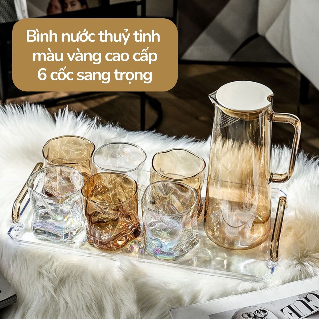 BỘ CỐC BÌNH THUỶ TINH SIÊU ĐẸP 1500ml Hàng Sẵn