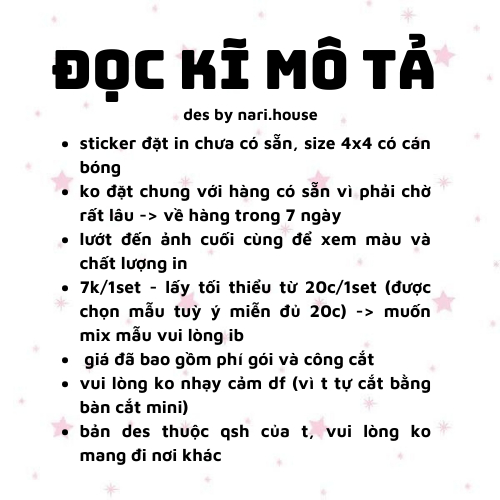 Nhãn Dán Sticker Niêm Phong Vuông 4x4cm New Jeans Mix 20 Mẫu Không Trùng Nhau