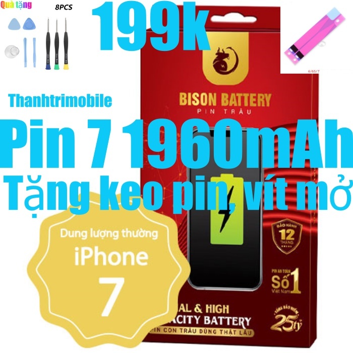 Pin iP 7 Bison dung lượng 1960mAh